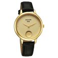 Sonata Sonata Gold Quartz Analog Champagne With Gold Coin Dial Black Leather Strap Watch For Women - image number 0
