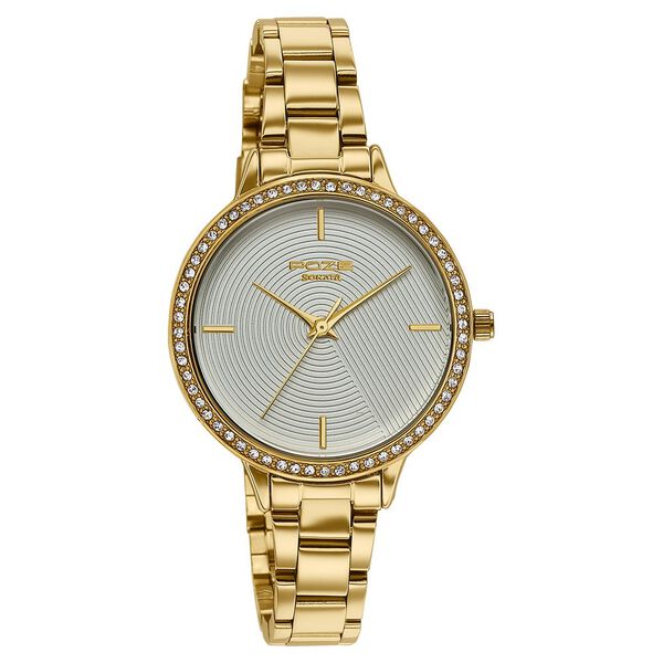 Poze By Sonata Quartz Analog White Dial Golden Stainless Steel Strap Watch For Women - image number 2