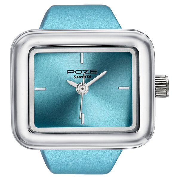 Ring Watch By Sonata Quartz Analog Blue Dial Silver Metal Strap Watch For Women - image number 1