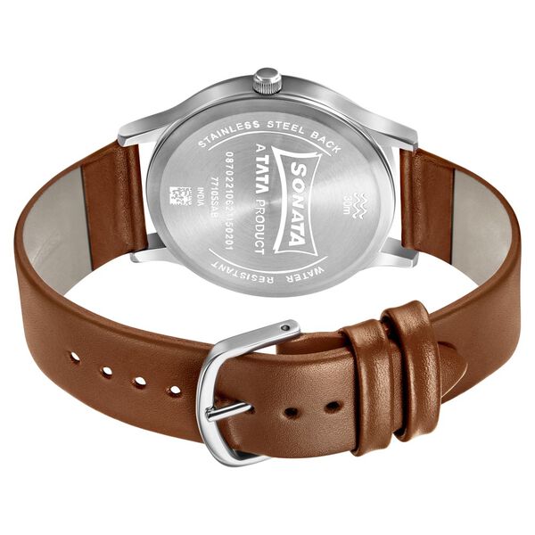 Sonata RPM Quartz Analog with Day and Date Blue Dial Leather Strap Watch for Men - image number 3