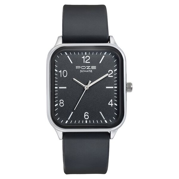 Sonata Poze Quartz Analog Black Dial Silicone Strap Watch for Men - image number 1