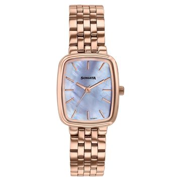 Sonata Festive Quartz Analog Mother Of Pearl Dial Rose Gold Metal Strap Watch For Women