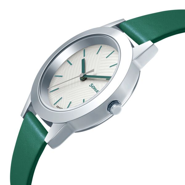 Sonata Splash White Dial Women Watch With Leather Strap - image number 3