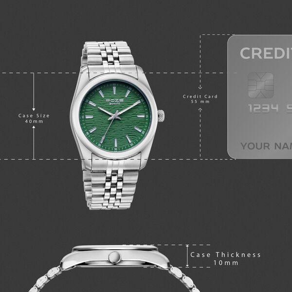 Poze By Sonata Quartz Analog Green Dial Silver Metal Strap Watch For Men - image number 3