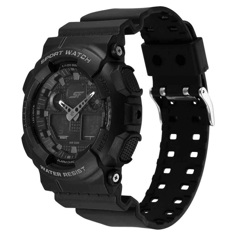 Buy Online SF Vigour Quartz Digital Analog Digital Black Dial With Black Color Plastic Strap Watch For Unisex 87058pp04 Sonata
