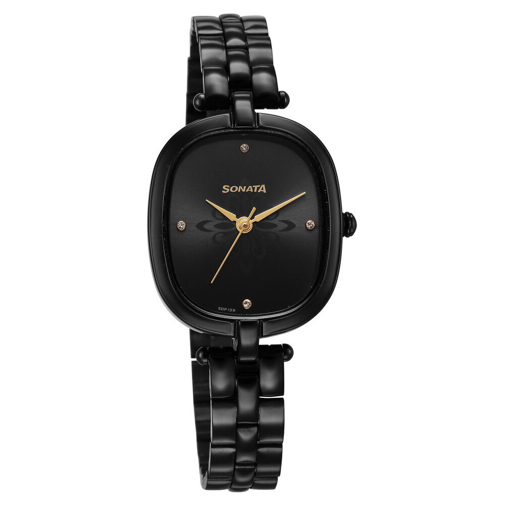 Buy Online Sonata Utsav Black Dial Watch for Women ns8168nm01 Sonata