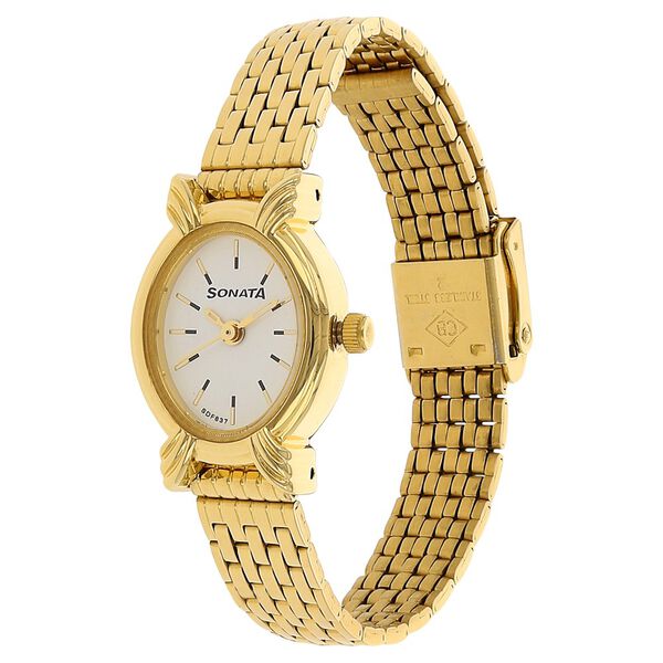 Sonata Quartz Analog White Dial Stainless Steel Strap Watch for Women - image number 1