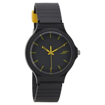 SF Quartz Analog Black Dial Plastic Strap Watch for Men