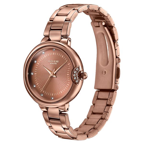 Poze By Sonata Quartz Analog Brown Dial Brown Metal Strap Watch For Women - image number 4