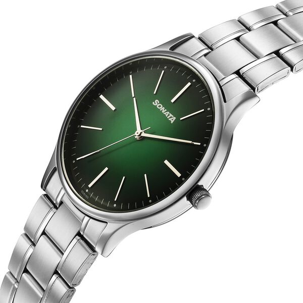 Sonata Aspire Quartz Analog Green Dial Stainless Steel Strap Watch For Men - image number 2