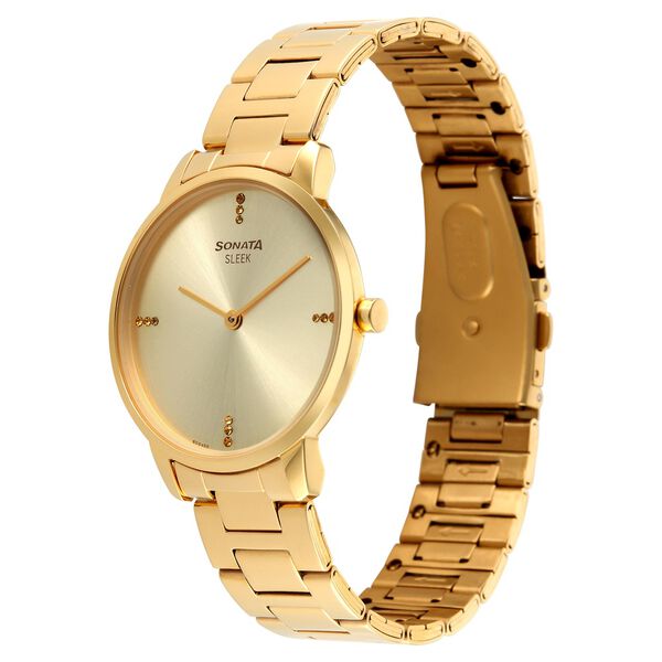 Sonata Sleek Women Silver Dial Blush Pink Leather Strap Watch - image number 1
