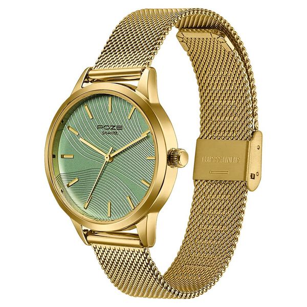 Poze By Sonata Quartz Analog Green Dial Golden Metal Strap Watch For Women - image number 4