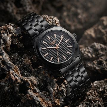 Poze Poze Quartz Analog Black Dial Black Metal Strap Watch For Men