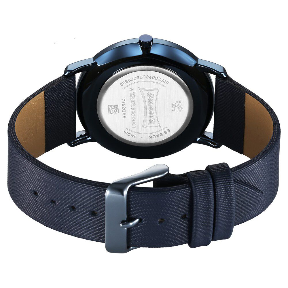 Buy Online Sonata Sleek Quartz Analog Blue Dial Blue Leather Strap