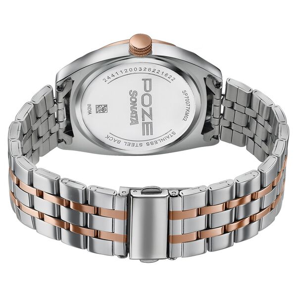 Poze Poze Quartz Analog Brown Dial Two Toned Metal Strap Watch For Men - image number 6