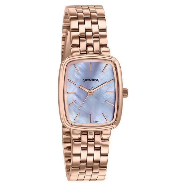 Sonata Festive Quartz Analog Mother Of Pearl Dial Rose Gold Metal Strap Watch For Women - image number 1