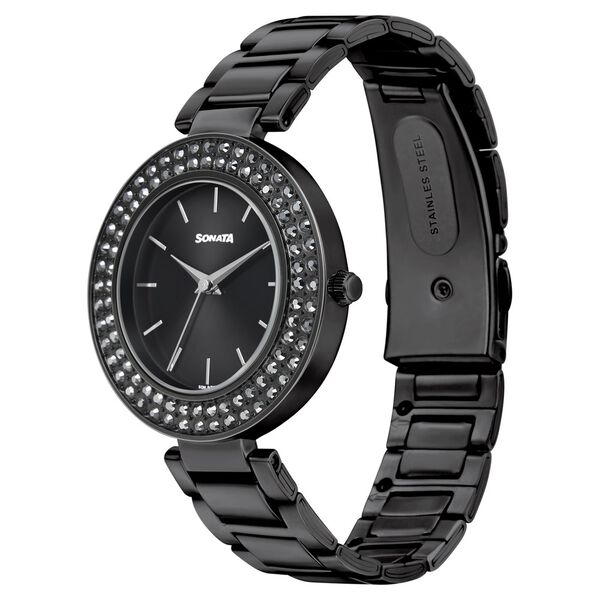 Sonata Blush It Up Black Dial Women Watch With Stainless Steel Strap - image number 2