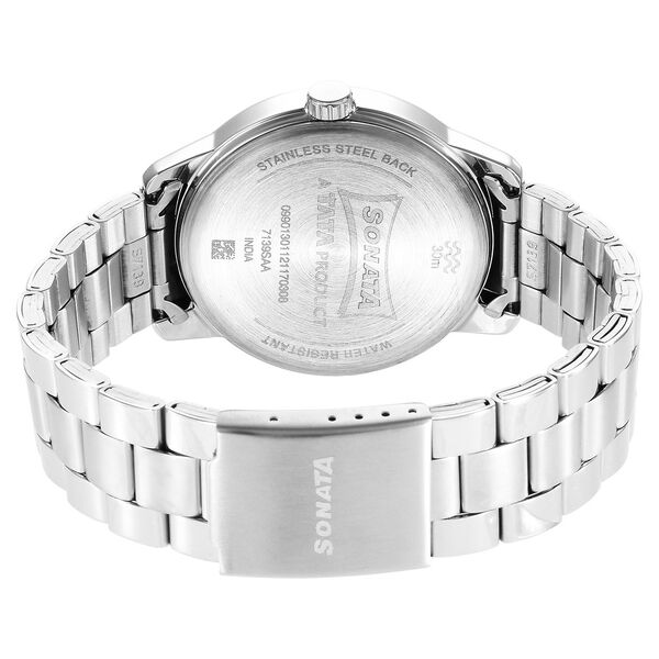 Sonata Quartz Multifunction Blue Dial Stainless Steel Strap Watch for Men - image number 3