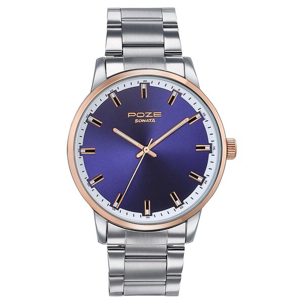 Sonata Poze Quartz Analog Blue Dial Stainless Steel Strap Watch For Men - image number 1