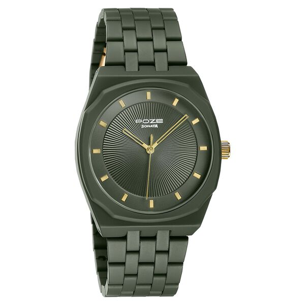 Sonata Poze Quartz Analog Green Dial Green Metal Strap Watch For Men - image number 2