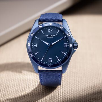 Sonata Poze Quartz Analog Blue Dial Leather Strap Watch for Men