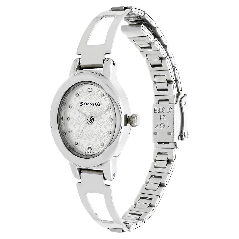 Sonata ladies watch store silver