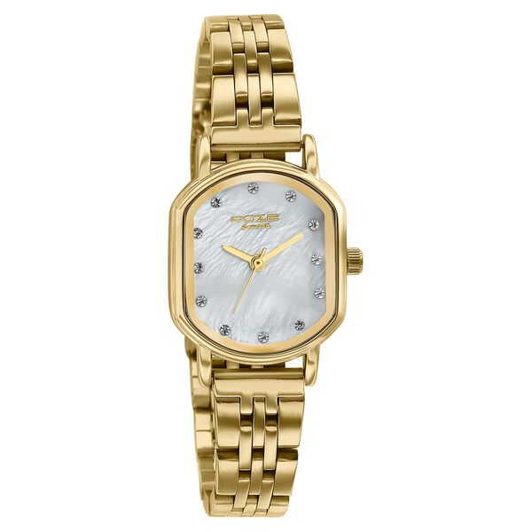 Poze By Sonata Quartz Analog White Mother of Pearl Dial Golden Stainless Steel Strap Watch For Women - image number 2