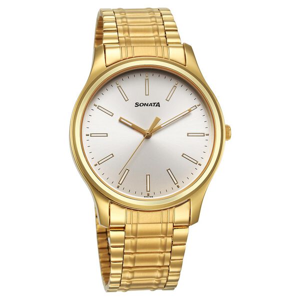 Sonata Traditional Essentials Quartz Analog Silver Dial Stainless Steel Strap Watch for Men - image number 0