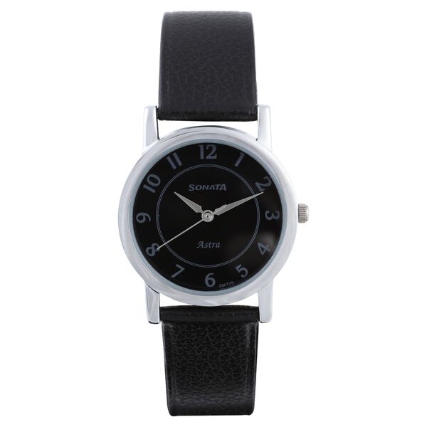 Sonata Quartz Analog Black Dial Leather Strap Watch for Men - image number 0