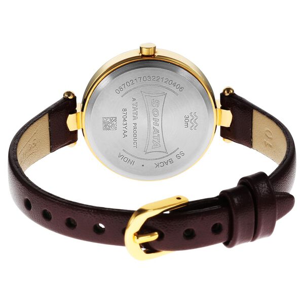 Sonata Gold Edit Champagne Dial Women Watch With Leather Strap - image number 3