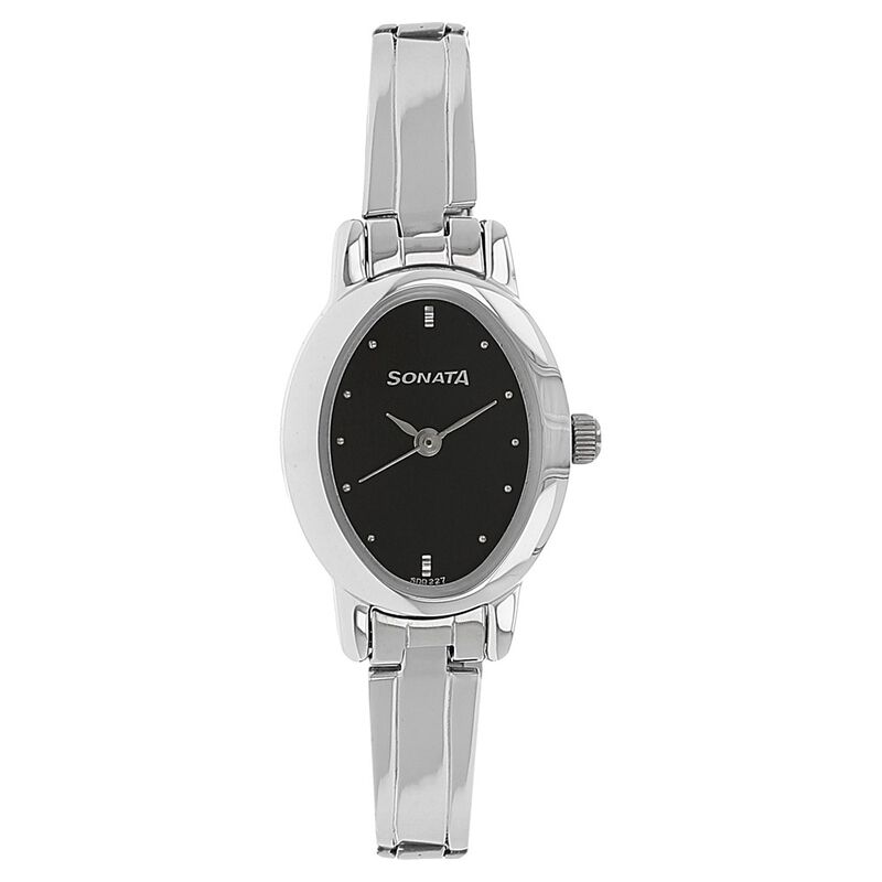 Sonata Quartz Analog Black Dial Stainless Steel Strap Watch for Women - image number 0