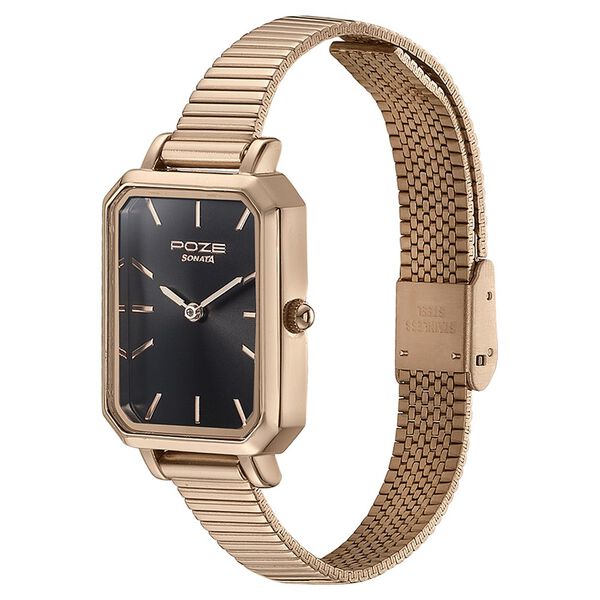 Sonata Poze Quartz Analog Black Dial Mesh Strap Watch for Women - image number 3