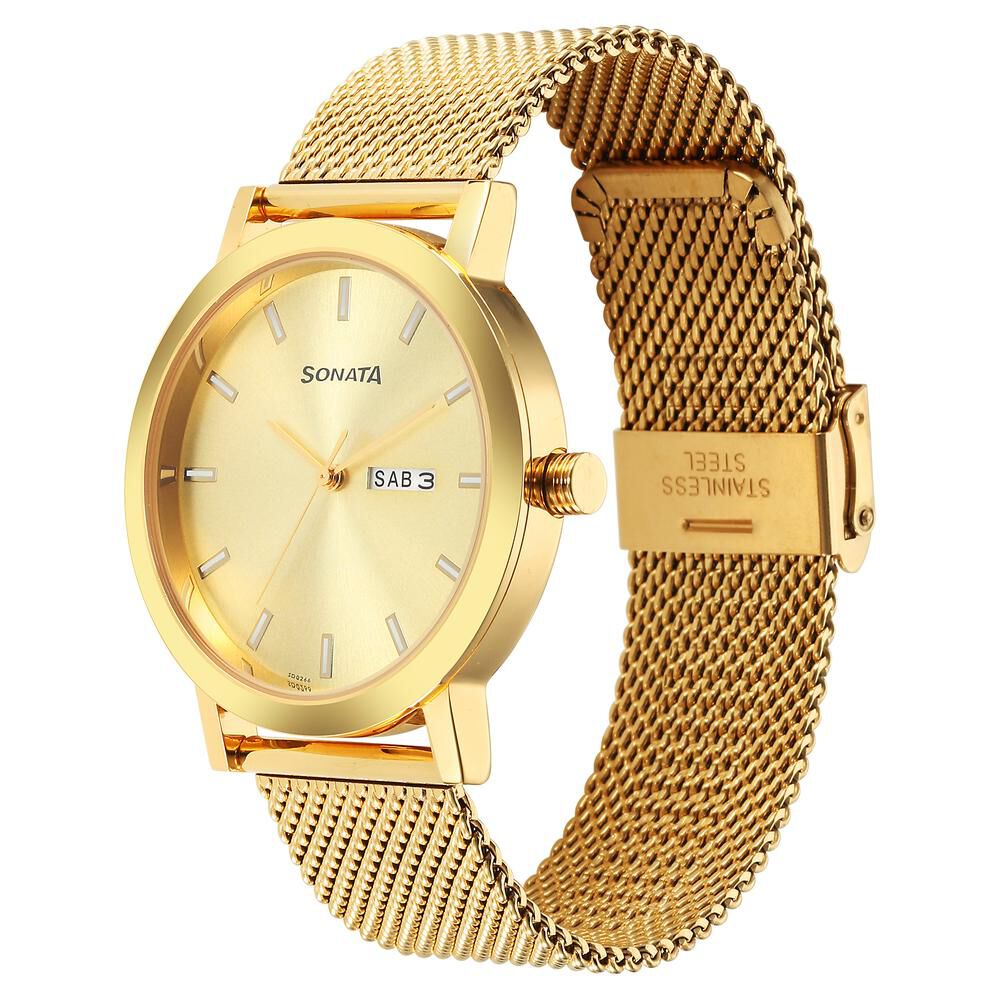 Buy Online Sonata Quartz Analog Beige Dial Stainless Steel Strap Watch for  Couple - ns71258114ym01p | Sonata