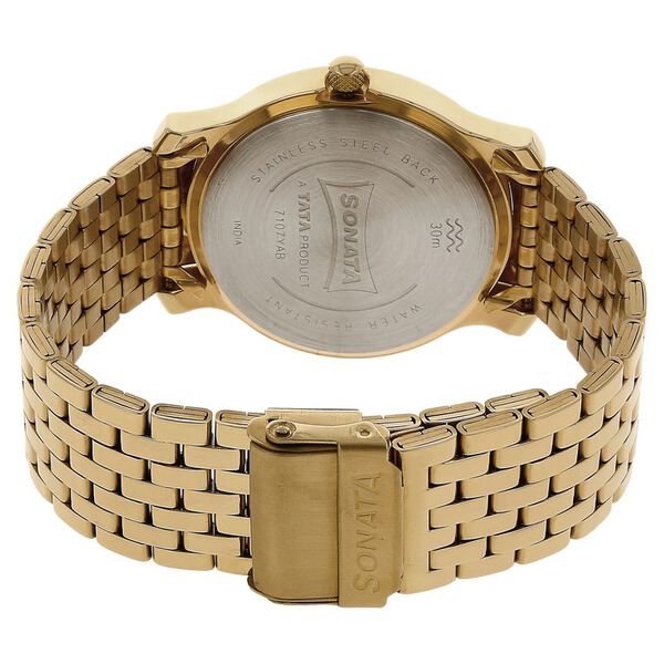 Sonata Quartz Analog Champagne Dial Stainless Steel Strap Watch for Men - image number 3