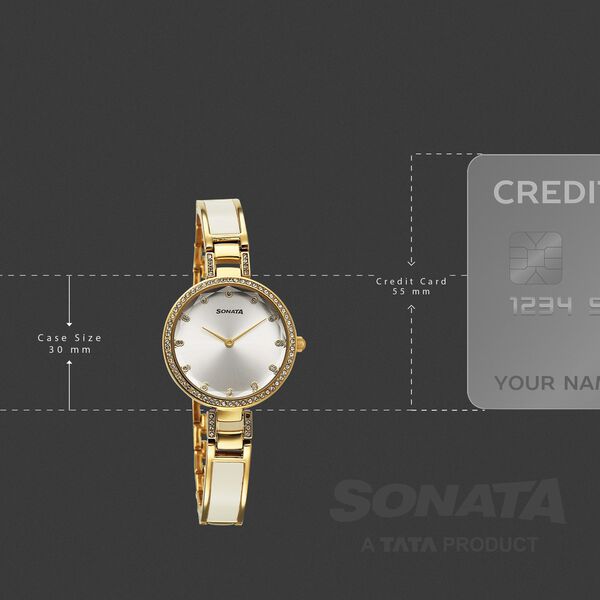 Sonata Aura Quartz Analog Silver Dial Two Toned Stainless Steel Strap Watch For Women - image number 2