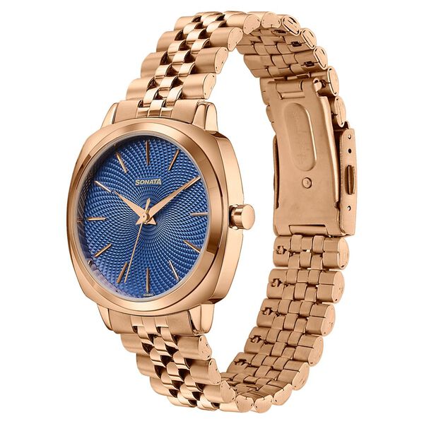 Sonata Vector Blue Dial Rose Gold-Tone Bracelet Watch for Men - image number 4