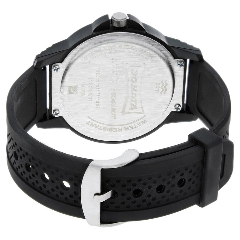 Sonata Quartz Analog Black Dial Plastic Strap Watch for Men