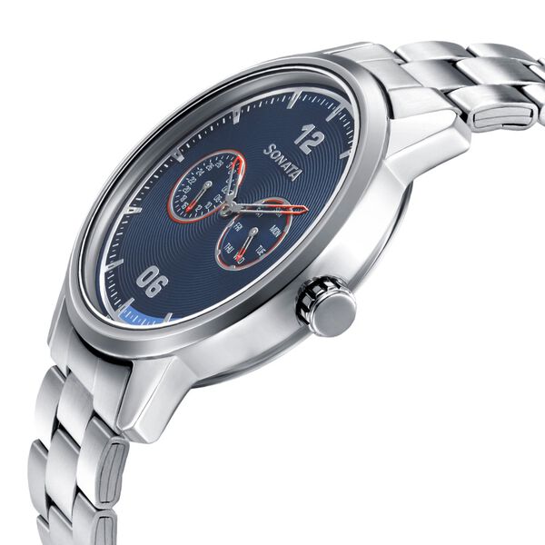 Sonata Quartz Analog Blue Dial Metal Strap Watch for Men - image number 2