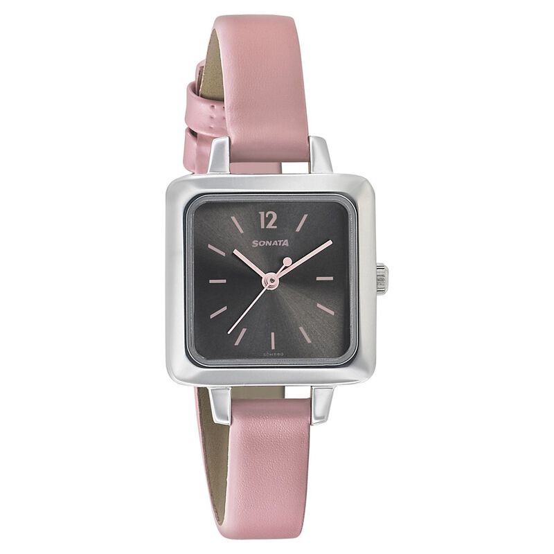 Sonata Splash Grey Dial Women Watch With Leather Strap - image number 0