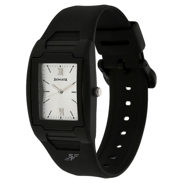 SF Quartz Analog Silver Dial Plastic Strap Watch for Men - image number 1