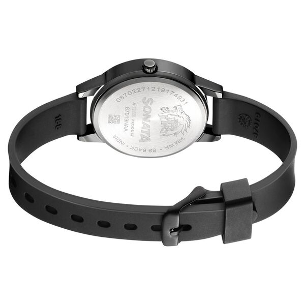 Sonata CSK Black Dial Women Watch With TPU Strap - image number 3