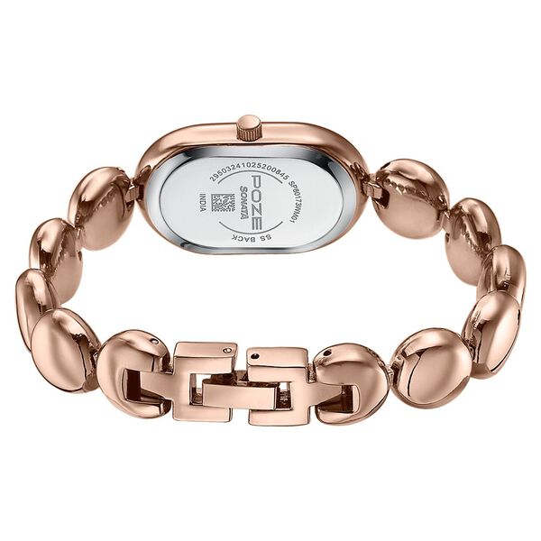Poze By Sonata Quartz Analog Pink Dial Rose Gold Metal Strap Watch For Women - image number 6