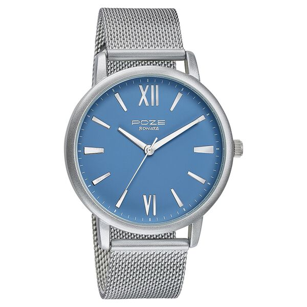 Sonata Poze Quartz Analog Blue Dial Mesh Strap Watch for Men - image number 2