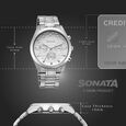Sonata Summit Quartz Multifunction White Dial Two Toned Metal Strap Watch For Men - image number 3
