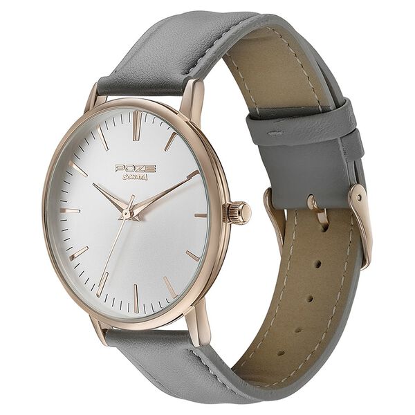 Sonata Poze Quartz Analog White Round Dial Grey Leather Strap Watch For Men - image number 3