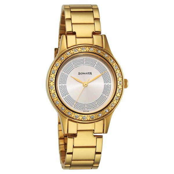 Sonata Quartz Analog Silver Stainless Steel Strap for Women - image number 0