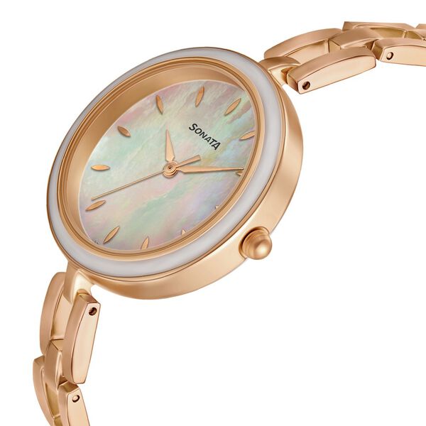 Sonata Wedding Mother of Pearl Dial Women Watch With Metal Strap - image number 2