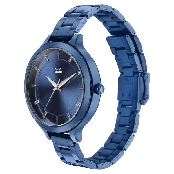 Sonata Poze Quartz Analog Blue dial Metal Strap Watch for Women - image number 2