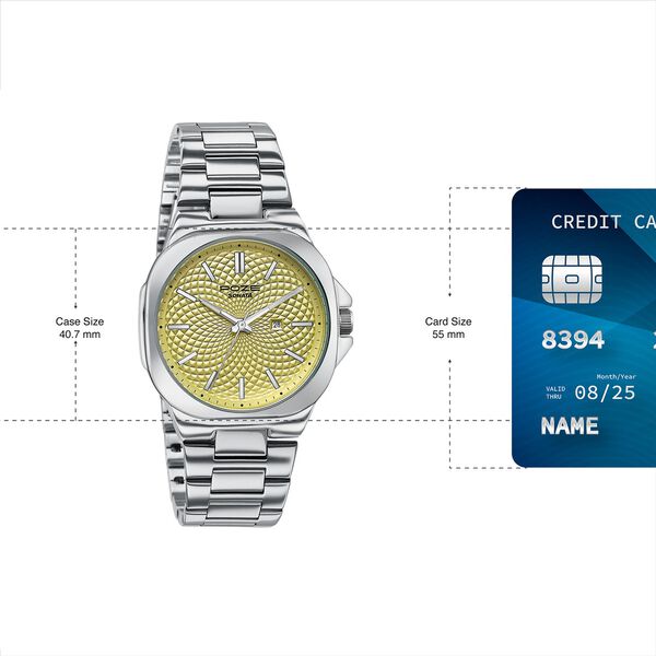 Sonata Poze Quartz Analog Yellow Dial Silver Colour Stainless Steel Strap Watch For Men - image number 3