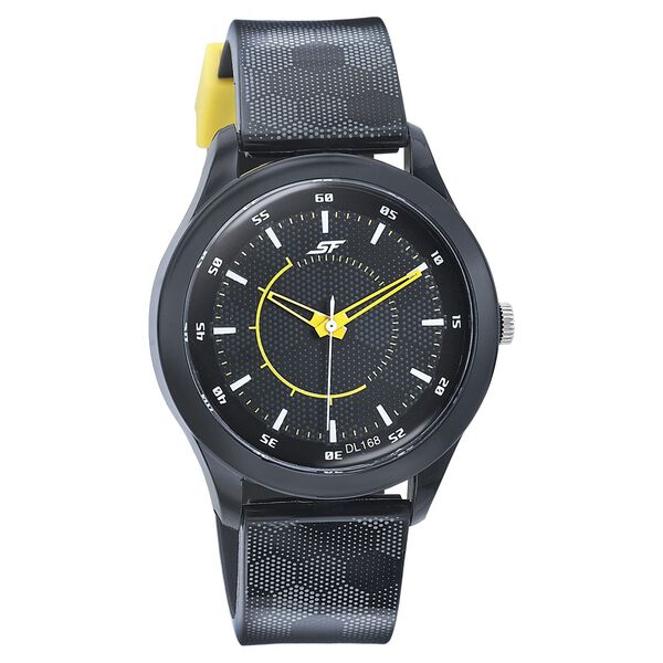 SF Quartz Analog Black Dial PU Strap Watch for Men - image number 0